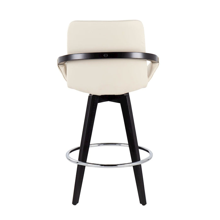 LumiSource Cosmo Counter Stool, Set of 2, Black/Chrome/Cream