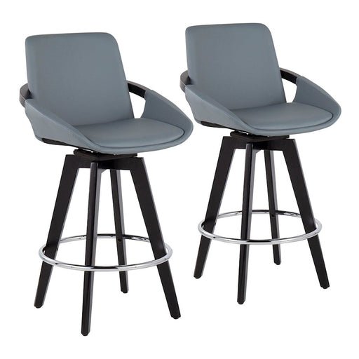 LumiSource Cosmo Counter Stool, Set/2, Black/Chrome/Grey - B26-COSMO2-SWVRBKGY2