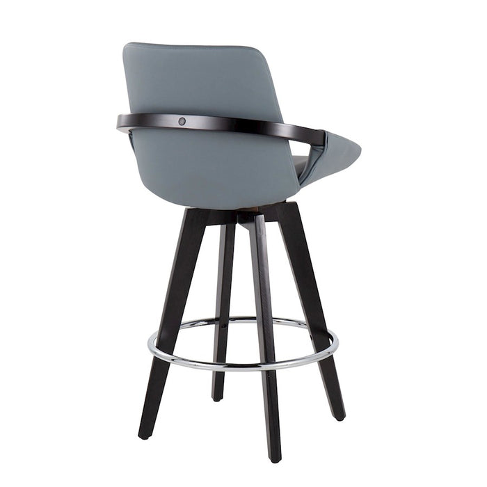 LumiSource Cosmo Counter Stool, Set of 2, Black/Chrome/Grey