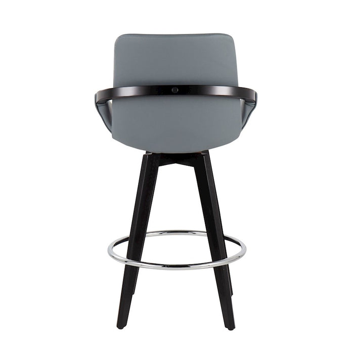 LumiSource Cosmo Counter Stool, Set of 2, Black/Chrome/Grey