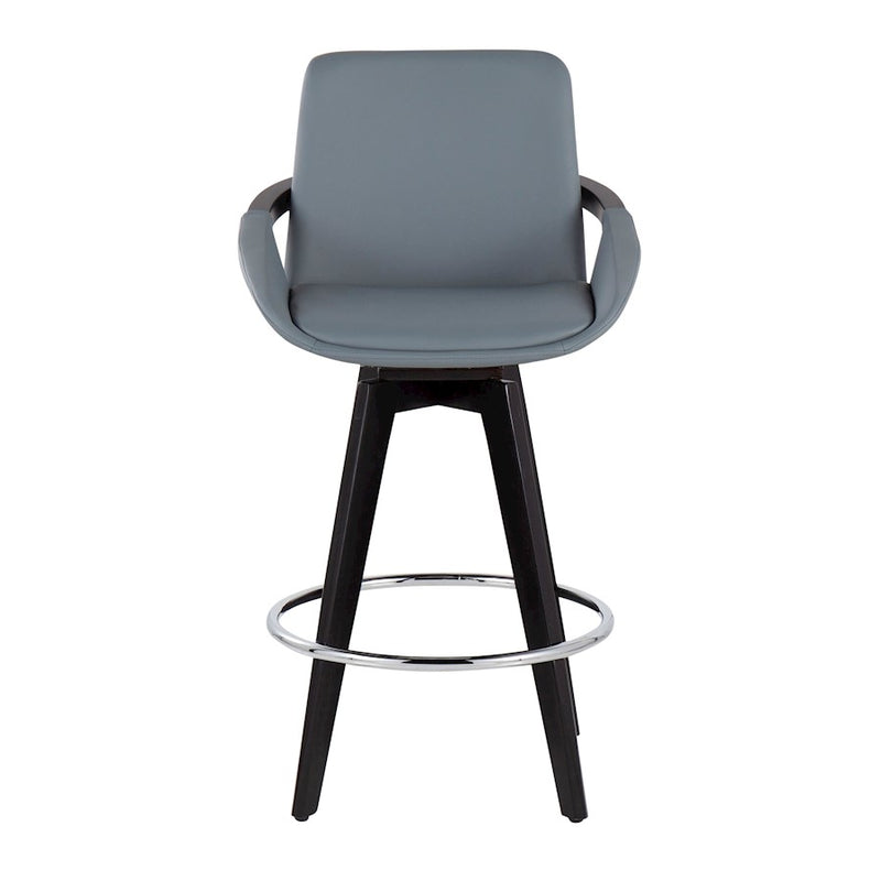 LumiSource Cosmo Counter Stool, Set of 2, Black/Chrome/Grey