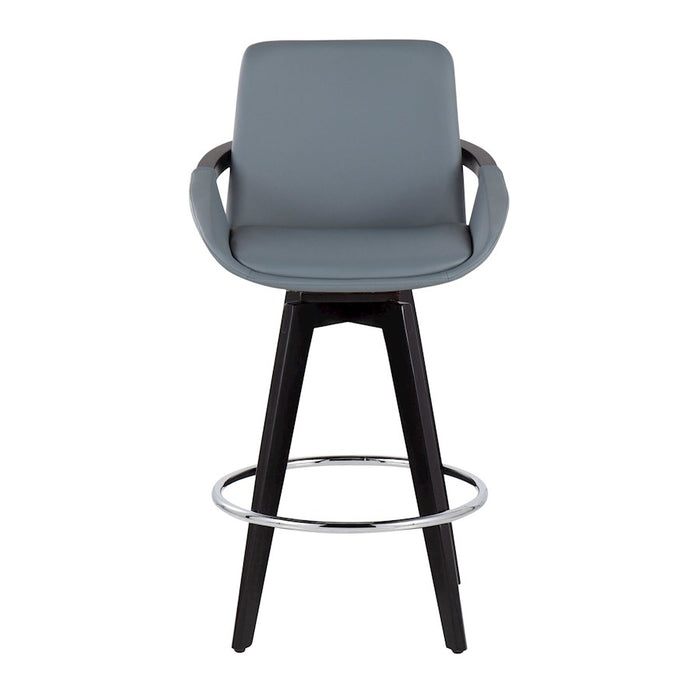 LumiSource Cosmo Counter Stool, Set of 2, Black/Chrome/Grey