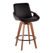 LumiSource Cosmo Counter Stool | Walnut Bamboo & Black PU with Black Metal | Kitchen Island & Bar Seating | 20 x 17 x 38 in | Model B26-COSMOWL-BK