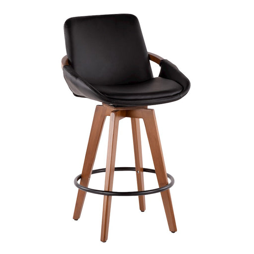 LumiSource Cosmo Counter Stool | Walnut Bamboo & Black PU with Black Metal | Kitchen Island & Bar Seating | 20 x 17 x 38 in | Model B26-COSMOWL-BK
