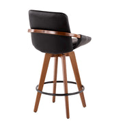 LumiSource Cosmo Counter Stool | Walnut Bamboo & Black PU with Black Metal | Kitchen Island & Bar Seating | 20 x 17 x 38 in | Model B26-COSMOWL-BK