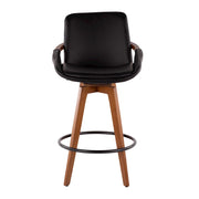 LumiSource Cosmo Counter Stool | Walnut Bamboo & Black PU with Black Metal | Kitchen Island & Bar Seating | 20 x 17 x 38 in | Model B26-COSMOWL-BK