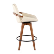 LumiSource Cosmo Counter Stool | Walnut Bamboo and Cream Faux Leather | Kitchen Island & Breakfast Bar Seating | Model B26-COSMOWL-CR