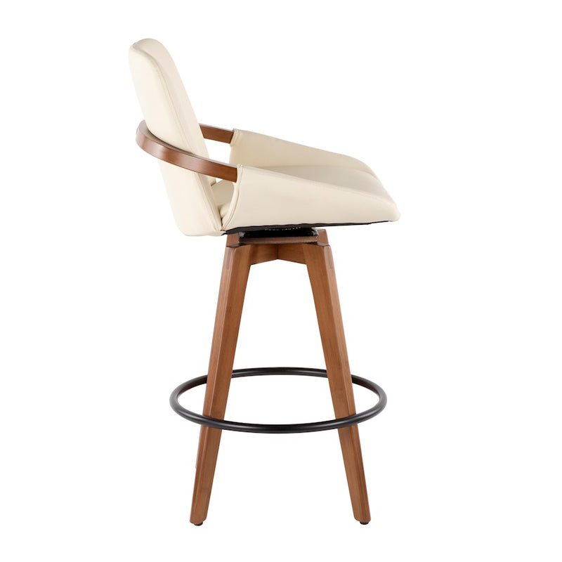 LumiSource Cosmo Counter Stool | Walnut Bamboo and Cream Faux Leather | Kitchen Island & Breakfast Bar Seating | Model B26-COSMOWL-CR