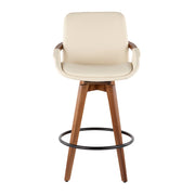 LumiSource Cosmo Counter Stool | Walnut Bamboo and Cream Faux Leather | Kitchen Island & Breakfast Bar Seating | Model B26-COSMOWL-CR