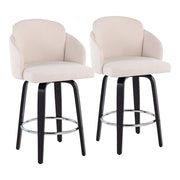 LumiSource Dahlia Counter Stool, Set/2, Black/Cream/Chrome - B26-DAHLIA-R2BKCR2