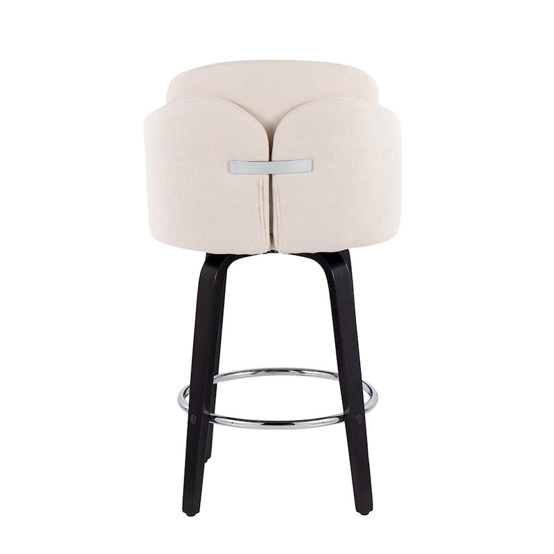 LumiSource Dahlia Counter Stool, Set of 2, Black/Cream/Chrome