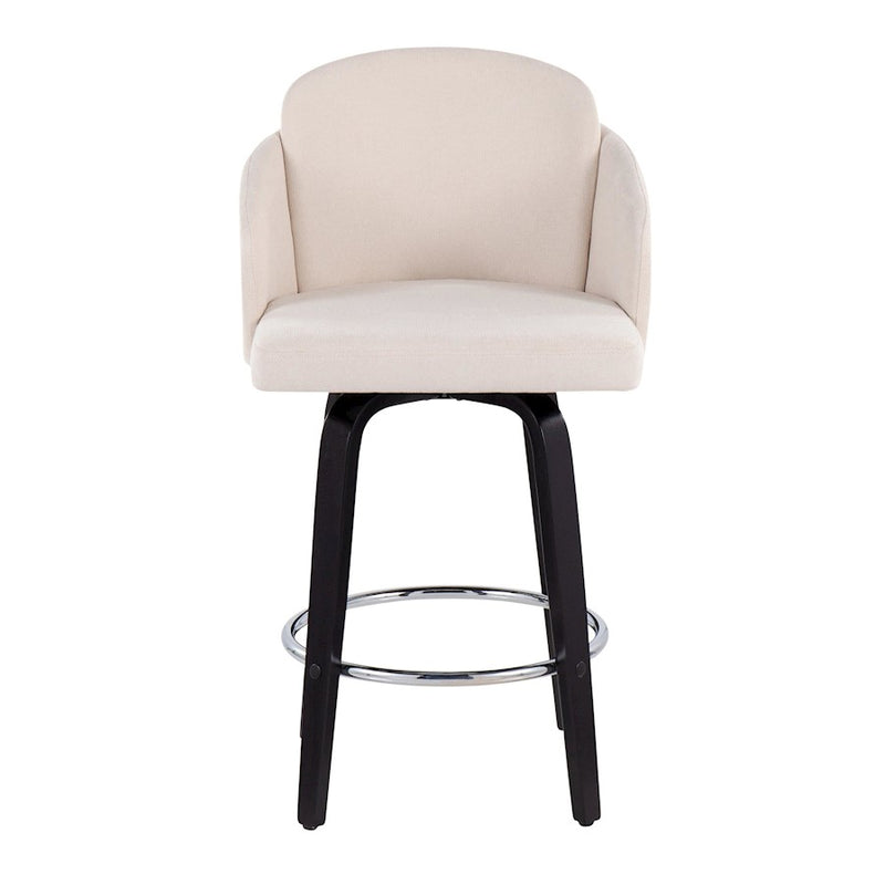 LumiSource Dahlia Counter Stool, Set of 2, Black/Cream/Chrome