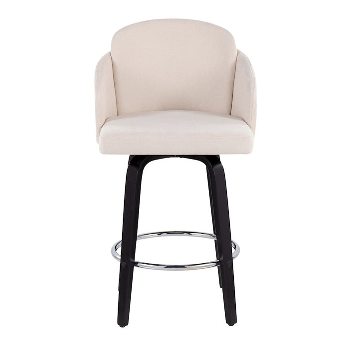 LumiSource Dahlia Counter Stool, Set of 2, Black/Cream/Chrome