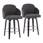 LumiSource Dahlia Counter Stool, Set/2, Black/GY Fabric/CH - B26-DAHLIA-R2BKGY2
