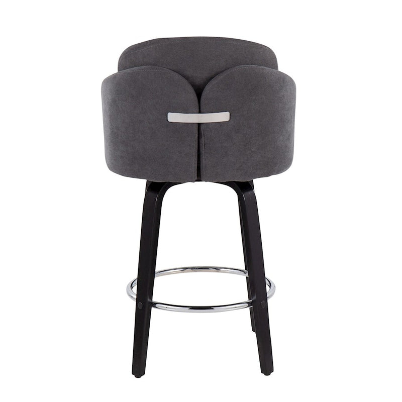 LumiSource Dahlia Counter Stool, Set of 2, Black/GY Fabric/Chrome