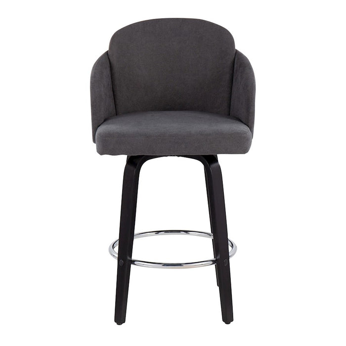 LumiSource Dahlia Counter Stool, Set of 2, Black/GY Fabric/Chrome