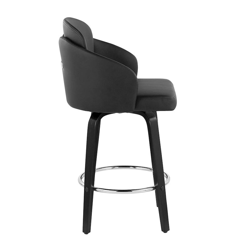 LumiSource Dahlia Counter Stool, Set of 2, Black/Chrome