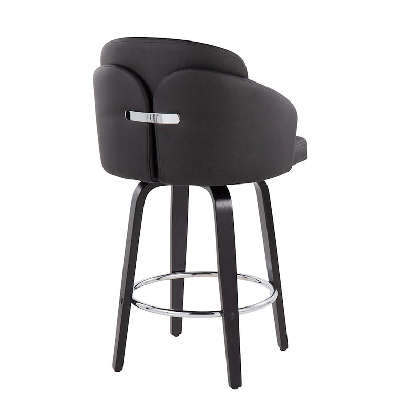 LumiSource Dahlia Counter Stool, Set of 2, Black/Chrome