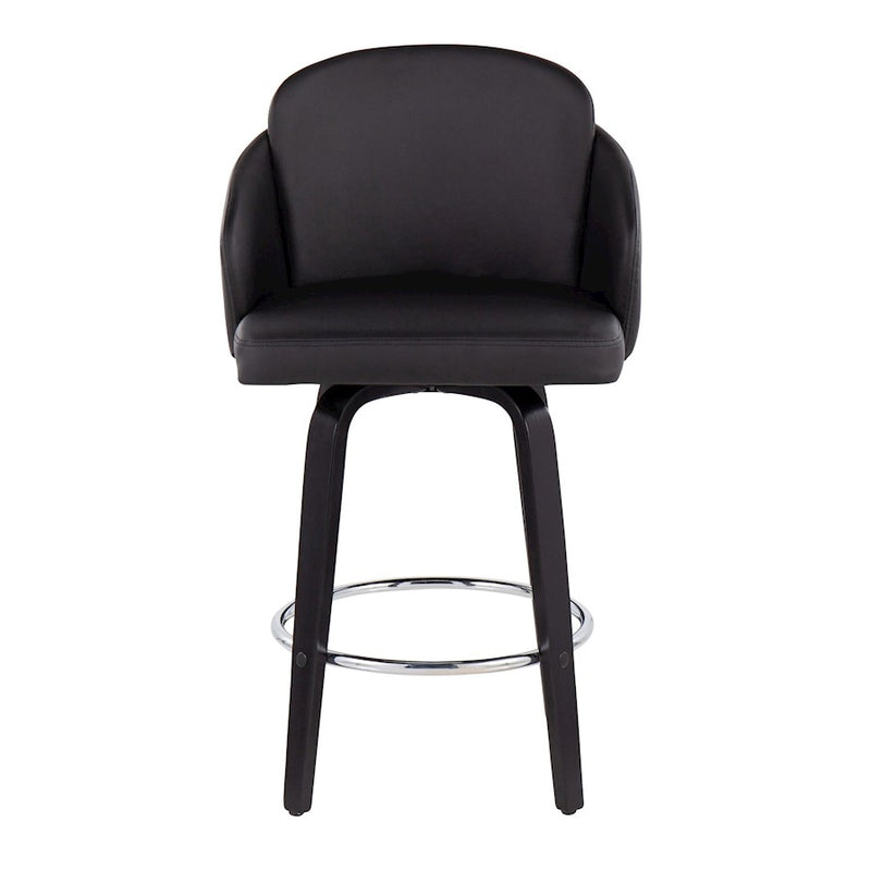 LumiSource Dahlia Counter Stool, Set of 2, Black/Chrome