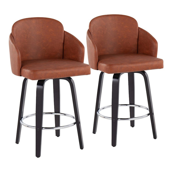 LumiSource Dahlia Counter Stool, Set/2, Black/Camel/CH - B26-DAHLIA-R2BKPUCAM2