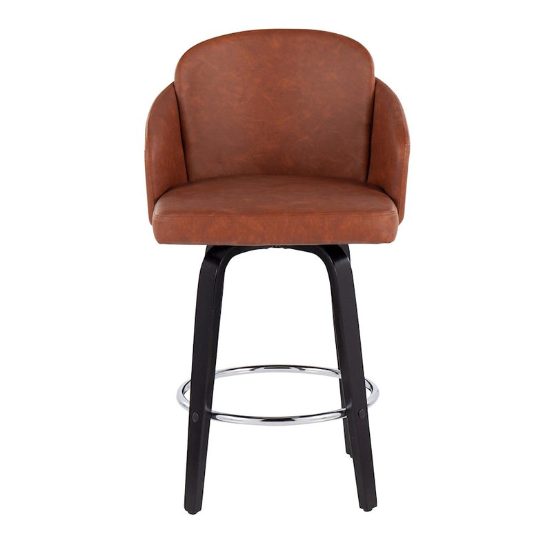 LumiSource Dahlia Counter Stool, Set of 2, Black/Camel/Chrome