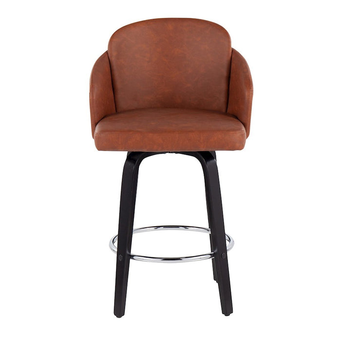 LumiSource Dahlia Counter Stool, Set of 2, Black/Camel/Chrome