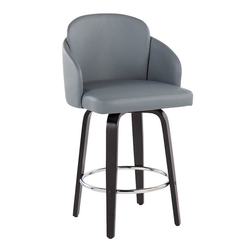 LumiSource Dahlia Counter Stool, Set of 2, Black/Grey/Chrome