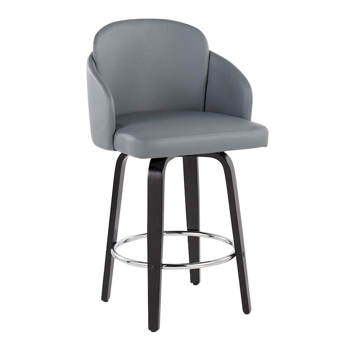 LumiSource Dahlia Counter Stool, Set of 2, Black/Grey/Chrome