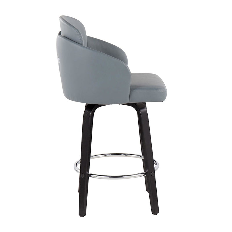 LumiSource Dahlia Counter Stool, Set of 2, Black/Grey/Chrome