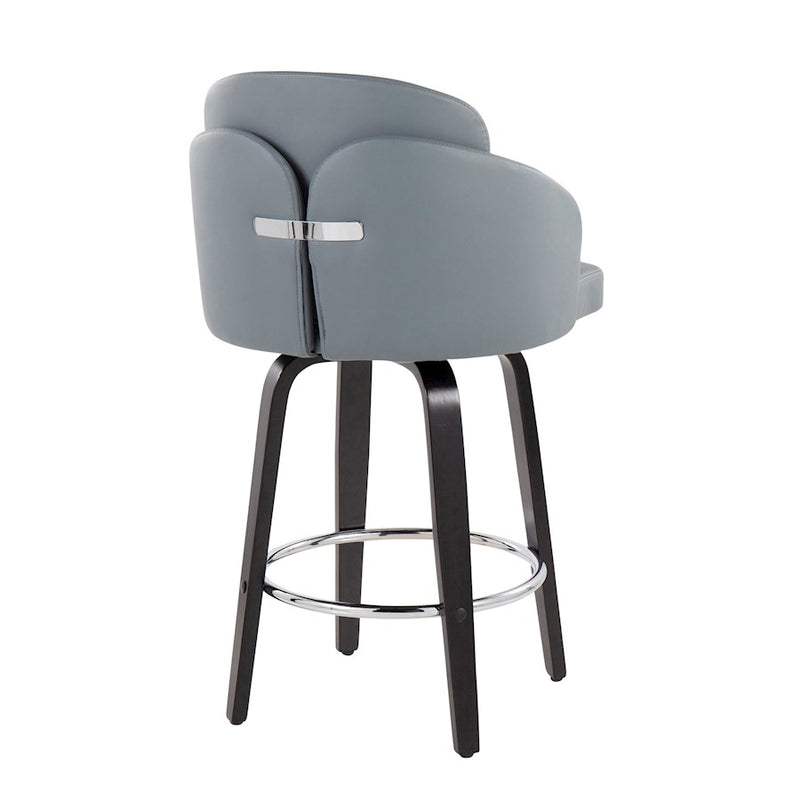LumiSource Dahlia Counter Stool, Set of 2, Black/Grey/Chrome