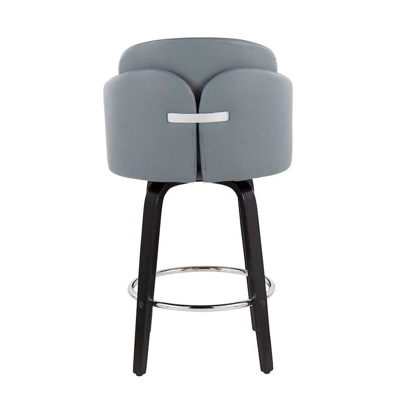 LumiSource Dahlia Counter Stool, Set of 2, Black/Grey/Chrome
