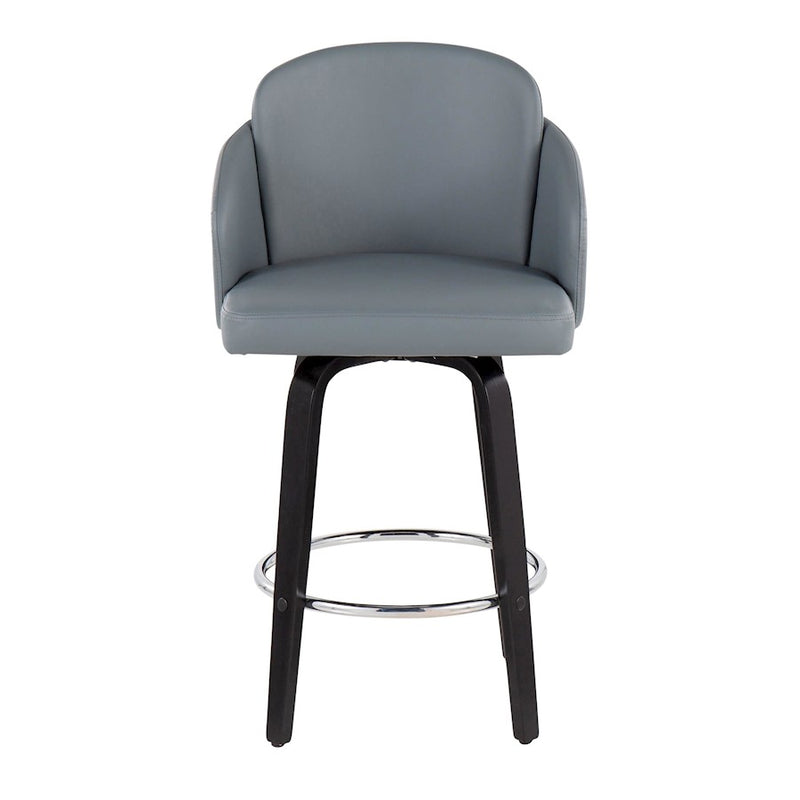 LumiSource Dahlia Counter Stool, Set of 2, Black/Grey/Chrome