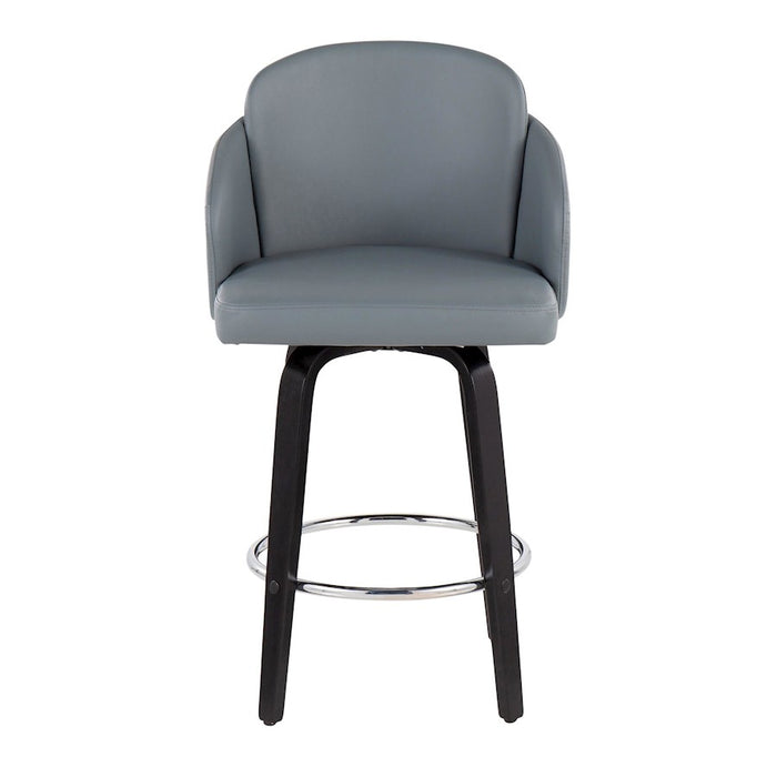 LumiSource Dahlia Counter Stool, Set of 2, Black/Grey/Chrome