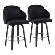 LumiSource Dahlia Counter Stool, Set/2, Black/Chrome/Gold - B26-DAHLIA-R2BKVBK2