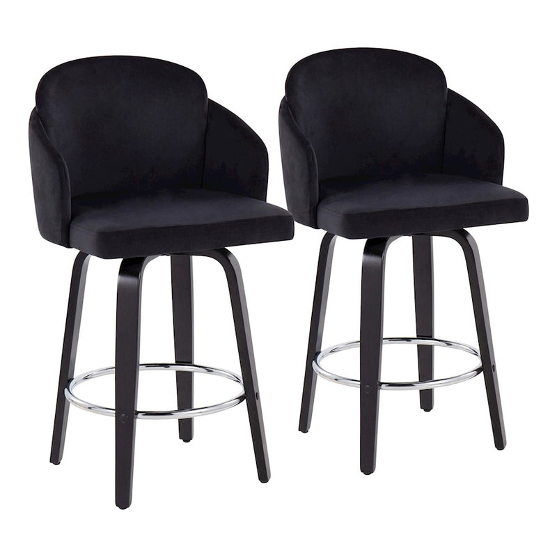 LumiSource Dahlia Counter Stool, Set/2, Black/Chrome/Gold - B26-DAHLIA-R2BKVBK2