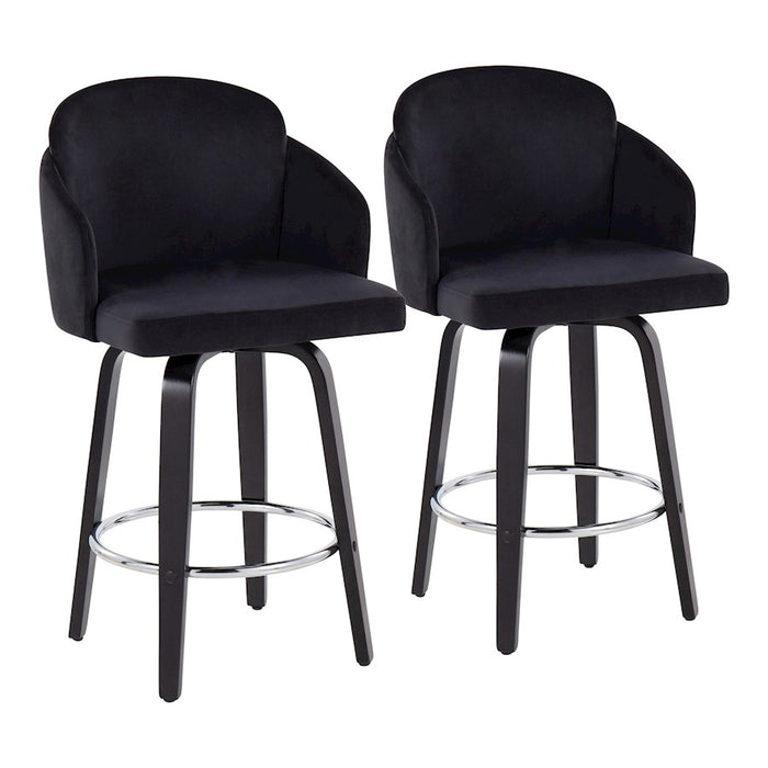 LumiSource Dahlia Counter Stool, Set/2, Black/Chrome/Gold - B26-DAHLIA-R2BKVBK2