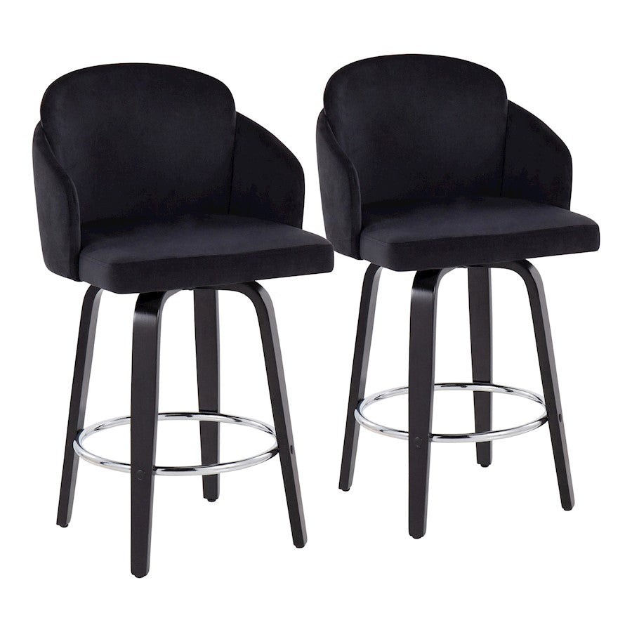LumiSource Dahlia Counter Stool, Set/2, Black/Chrome/Gold - B26-DAHLIA-R2BKVBK2