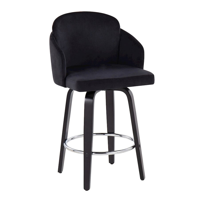 LumiSource Dahlia Counter Stool, Set of 2, Black/Chrome/Gold