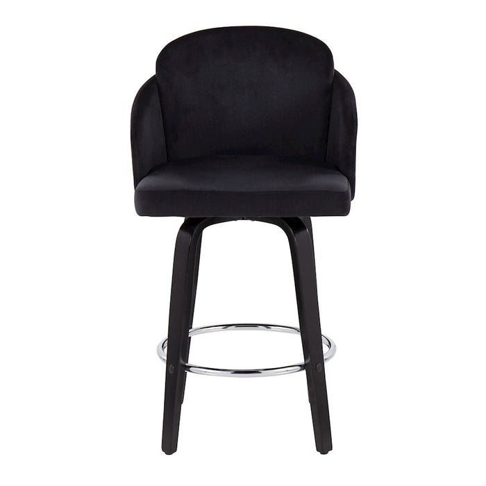 LumiSource Dahlia Counter Stool, Set of 2, Black/Chrome/Gold