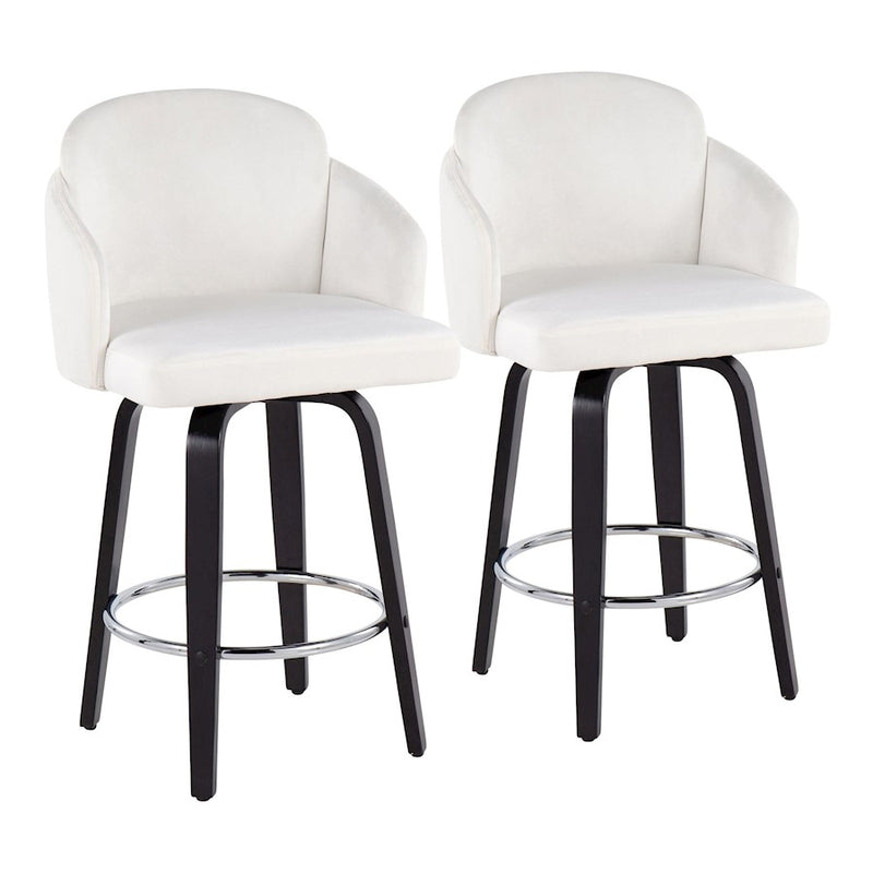 LumiSource Dahlia Counter Stool, Set/2, BK/Cream/CH/Gold - B26-DAHLIA-R2BKVCR2