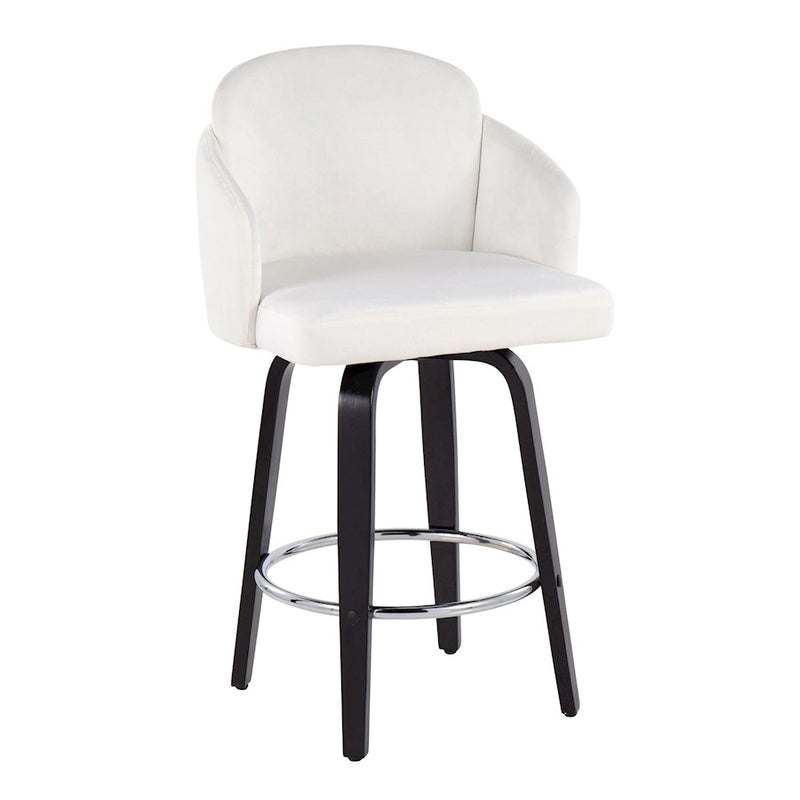 LumiSource Dahlia Counter Stool, Set of 2, Black/Cream/Chrome/Gold