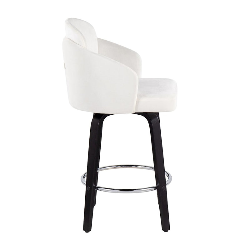 LumiSource Dahlia Counter Stool, Set of 2, Black/Cream/Chrome/Gold