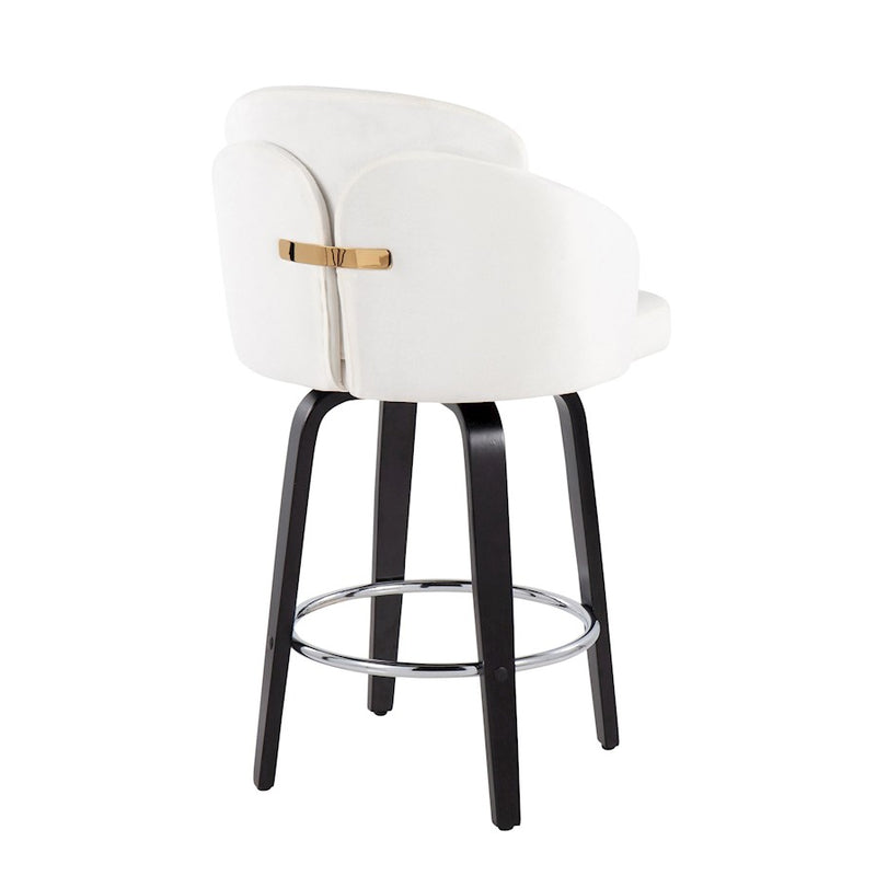 LumiSource Dahlia Counter Stool, Set of 2, Black/Cream/Chrome/Gold
