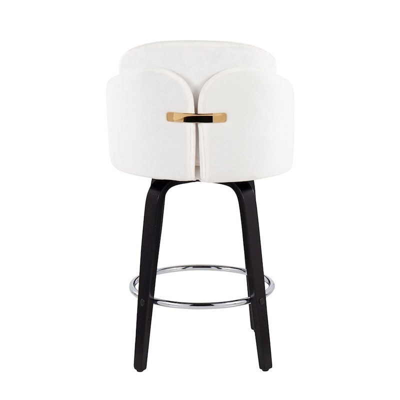 LumiSource Dahlia Counter Stool, Set of 2, Black/Cream/Chrome/Gold