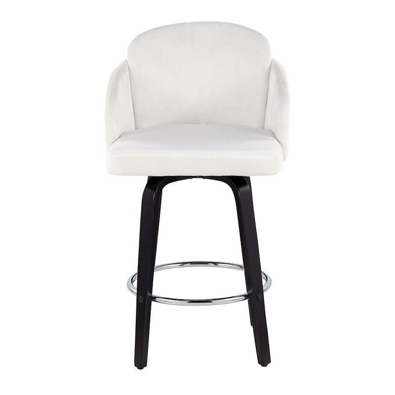 LumiSource Dahlia Counter Stool, Set of 2, Black/Cream/Chrome/Gold