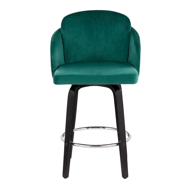 LumiSource Dahlia Counter Stool, Set of 2, Black/Green/Chrome/Gold