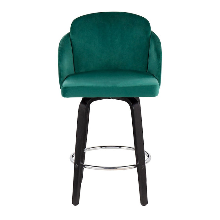 LumiSource Dahlia Counter Stool, Set of 2, Black/Green/Chrome/Gold
