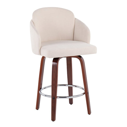 LumiSource Dahlia Counter Stool, Set of 2, Walnut/Cream/Chrome