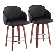 LumiSource Dahlia Counter Stool, Set/2, Walnut/Black/CH - B26-DAHLIA-R2WLPUBK2