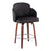 LumiSource Dahlia Counter Stool, Set of 2, Walnut/Black/Chrome